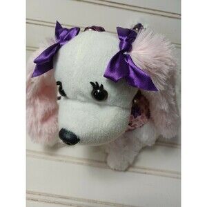 Poochie & Co Girls Blue Sequin Puppy Dog Plush Purse White Blue